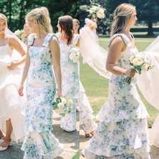 Floral Bridesmaid Dresses Straps Long Gowns Prom Dress Special Occasion Wear