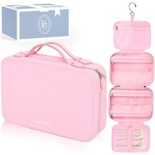Pink Hanging Toiletry Bag Women Travel Makeup Organizer Clear Toiletries