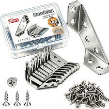 Furniture Corner Connector - 20PCS Universal Stainless Steel L Brackets for Wood