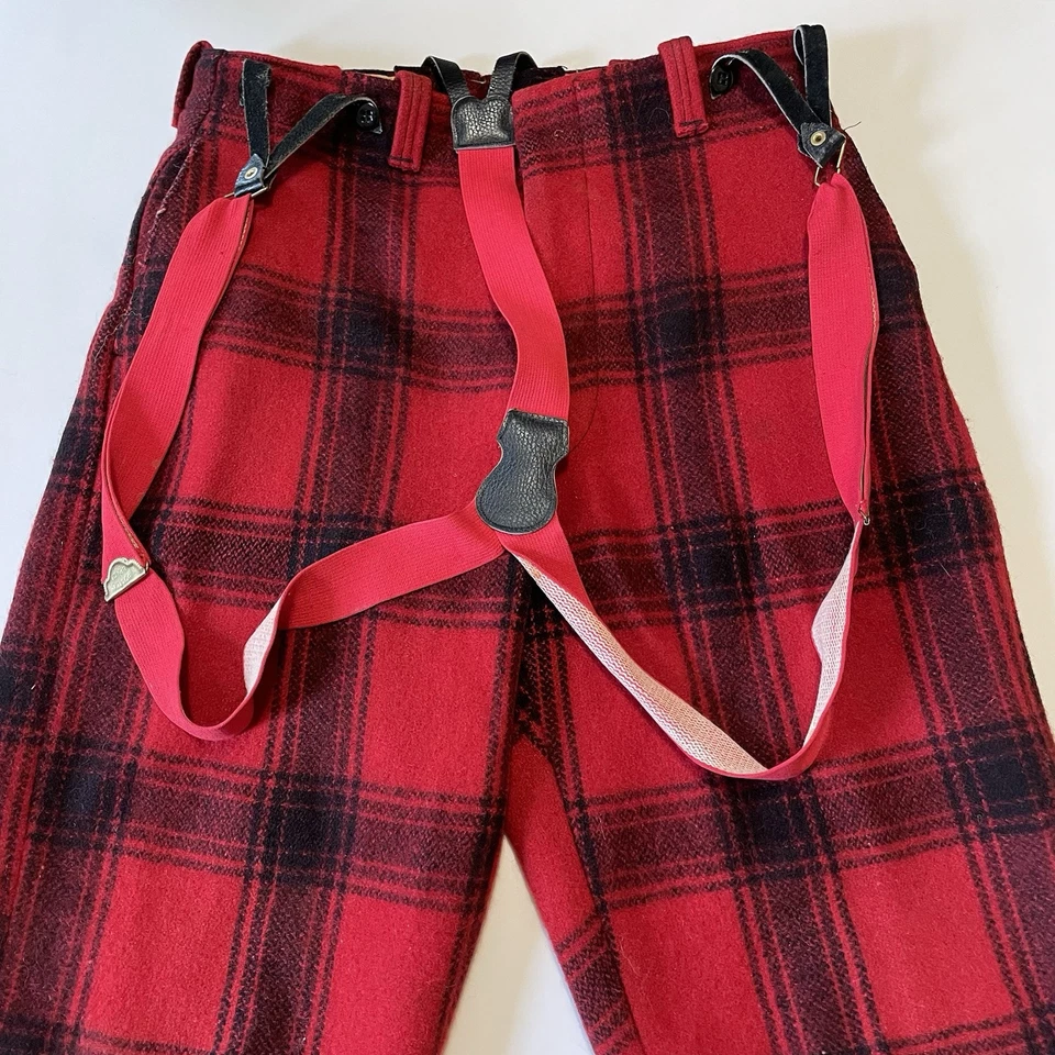 VTG JC Penneys Foremost Hunting Wool Red Buffalo Plaid Pants 32 x 30 - Image 4 of 4