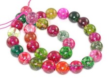 CARIBBEAN SUNRISE ROCK CRYSTAL QUARTZ GEMSTONE RAINBOW ROUND 12MM BEADS 7inch
