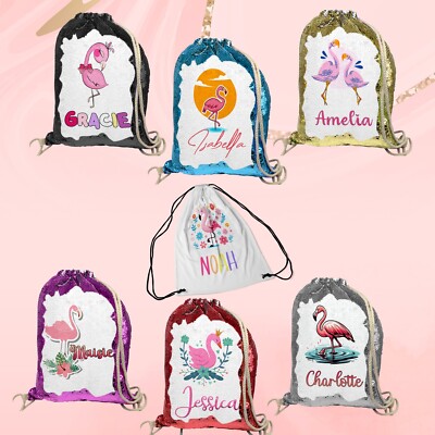 Personalisierter Kordelzugbeutel beliebiger Name Flamingo Design Schwimmschule Kindergarten 14