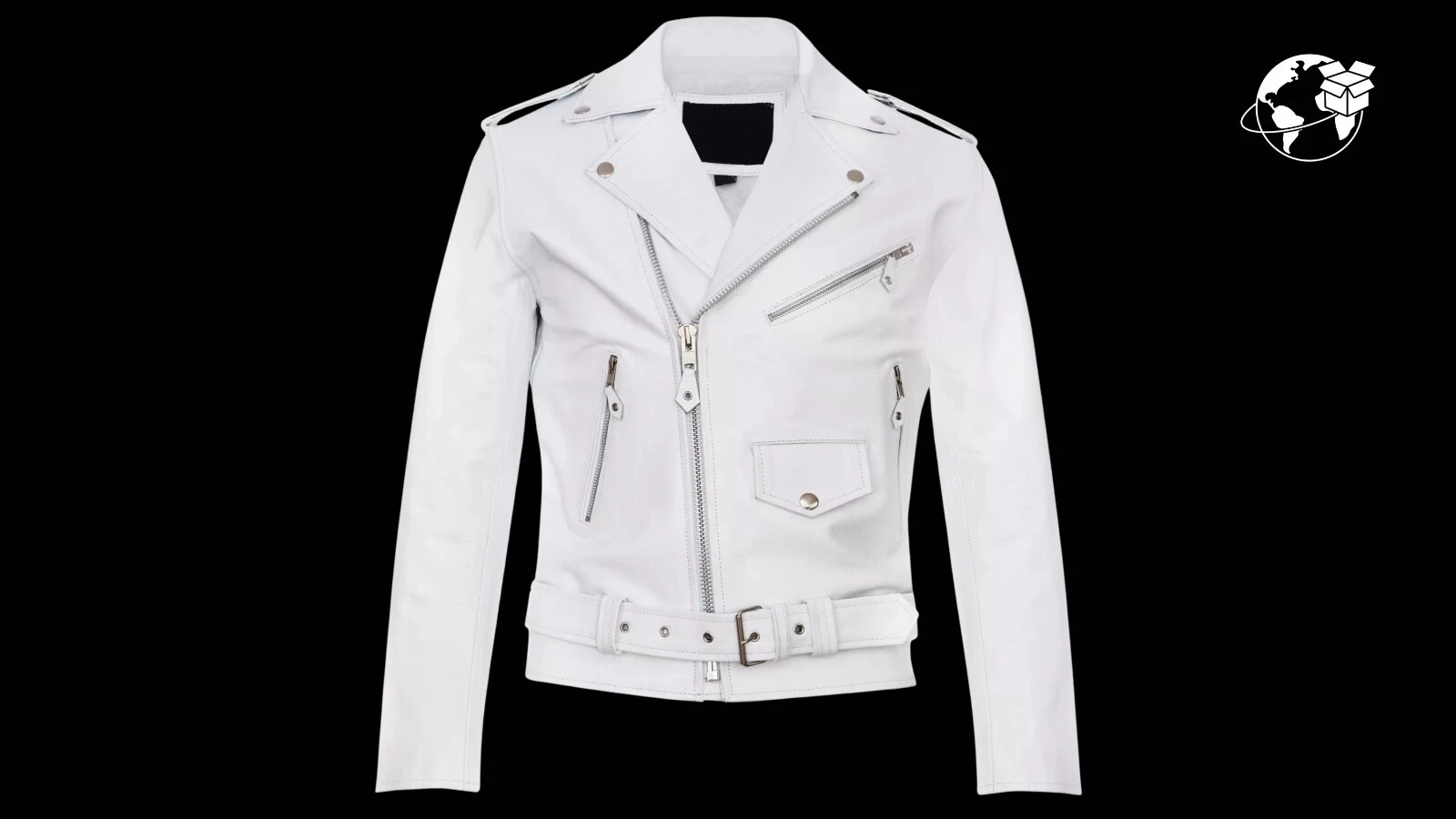 Men's Stylish Brando Casual White Leather Biker Jacket - product detail image 3