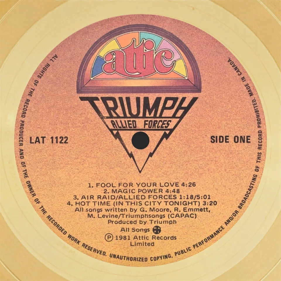 Triumph – Allied Forces / LP Gold 12" / Souvenir in black fram /Rock Memorabilia - Image 2 of 4