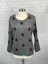 Olive & Oak Gray Large Polka Dot Pullover Sweater Size Small Long Sleeve
