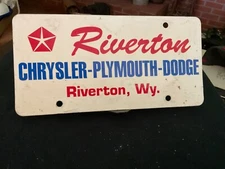 Dealership Paper License Plate Riverton Chrysler Plymouth Dodge Wyoming