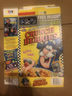 Cap'n Crunch Cereal Box Flat Vintage With Mike Martin / Matt Martin Card 2002