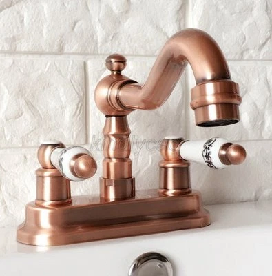 DLL Antique Copper 4 Inch centerset Bathroom Faucet 2 Handle Lavatory Mixer Tap