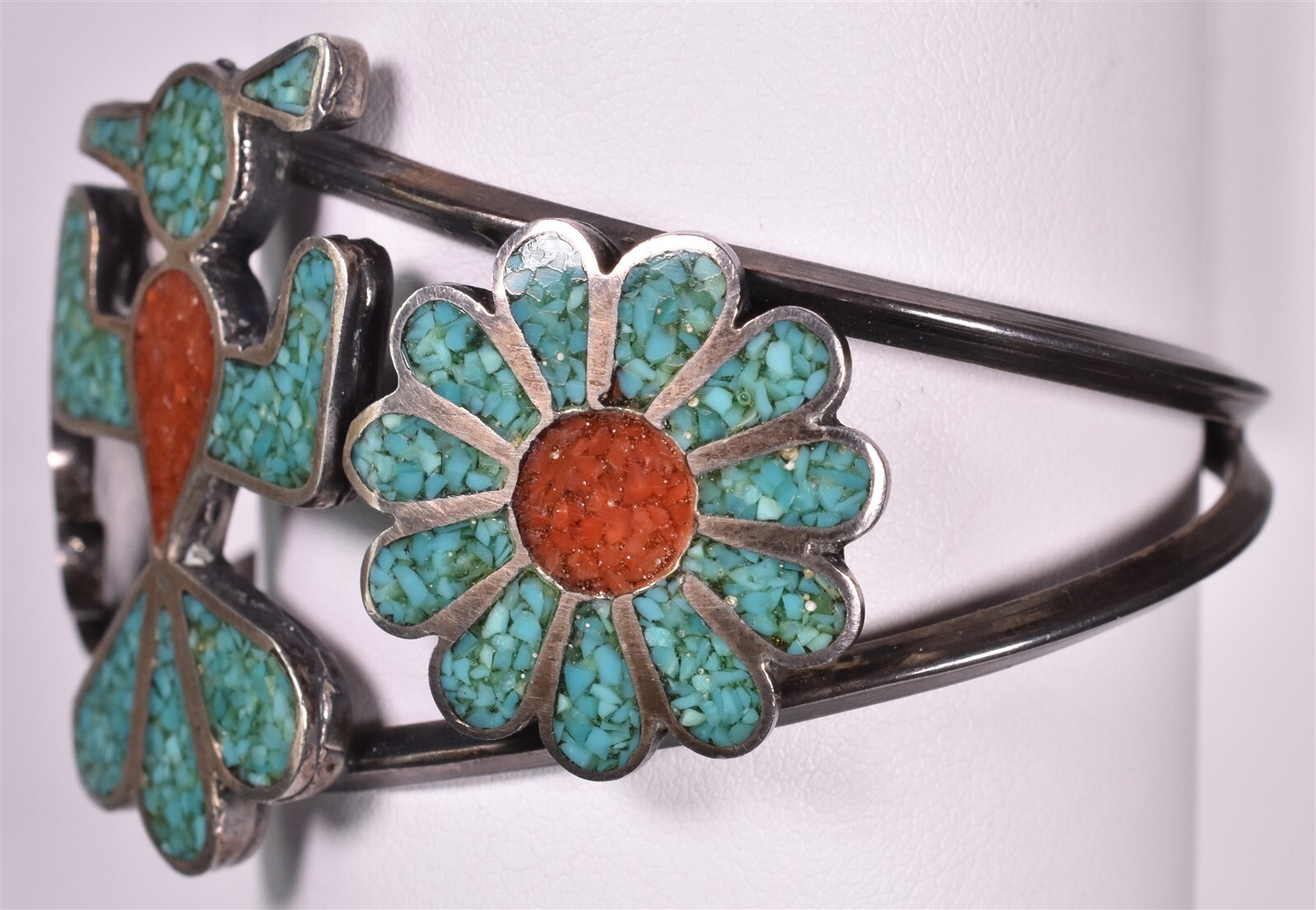 Antique Thunderbird Silver Cuff Bracelet Turquois… - image 3