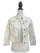 DKNY Girls White Denim Stretch Jacket L 12