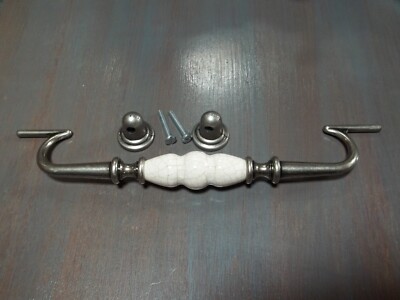 Top Knobs M92 -- 8 7/8'' c-c Drop Handle Pull Ant Pewter & Antique Crackle US5001
