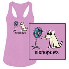 Teddy the Dog Tank Top Menopaws Ladies Racerback Menopause Women Limited Edition