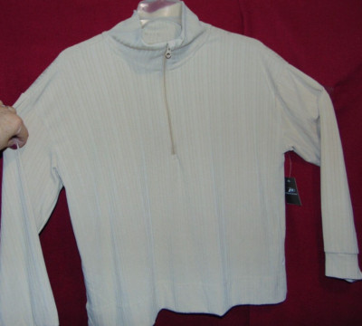 Women's Pro Player Size S Tan 1/4 Zip Ribbed Texture Mock Neck Top! NEW w/ TAG