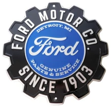 Ford Motor Co. Since 1903 Genuine Parts Black 11.5" Metal Plate Sign - Licensed