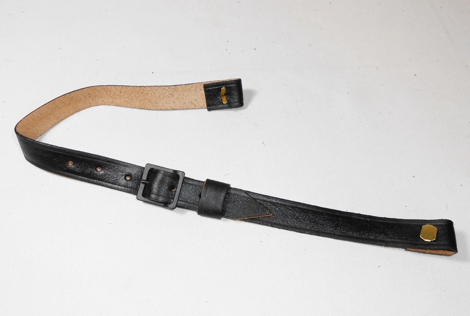 Jugulaire casque de Sapeur-Pompier modèle 1895 cuir noir, repro. - Photo 2/4