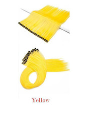 10 pcs Highlight Clip In Colored Hair Extension Color Strip Straight Yellow 22 "