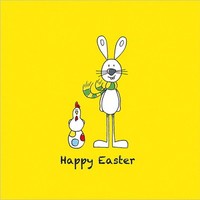"20 Servietten \"Happy Easter Yellow\" Ostern Hase Huhn Osterei Hahn 25X25 Ppd"