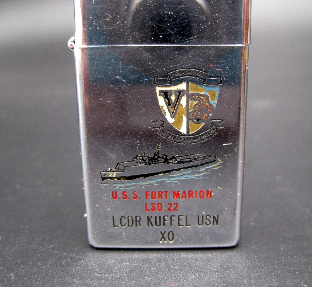 1965 VINTAGE ZIPPO LIGHTER VIETNAM Era U.S.S. Fort Marion LSD 22
