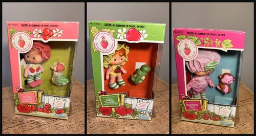 NEU Vintage 80er Kenner Strawberry Shortcake Puppen X3 Box in Schachtel