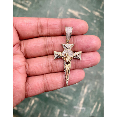 10k Yellow Gold Diamond 0.25ct Jesus Cross Mariner Charm Anchor