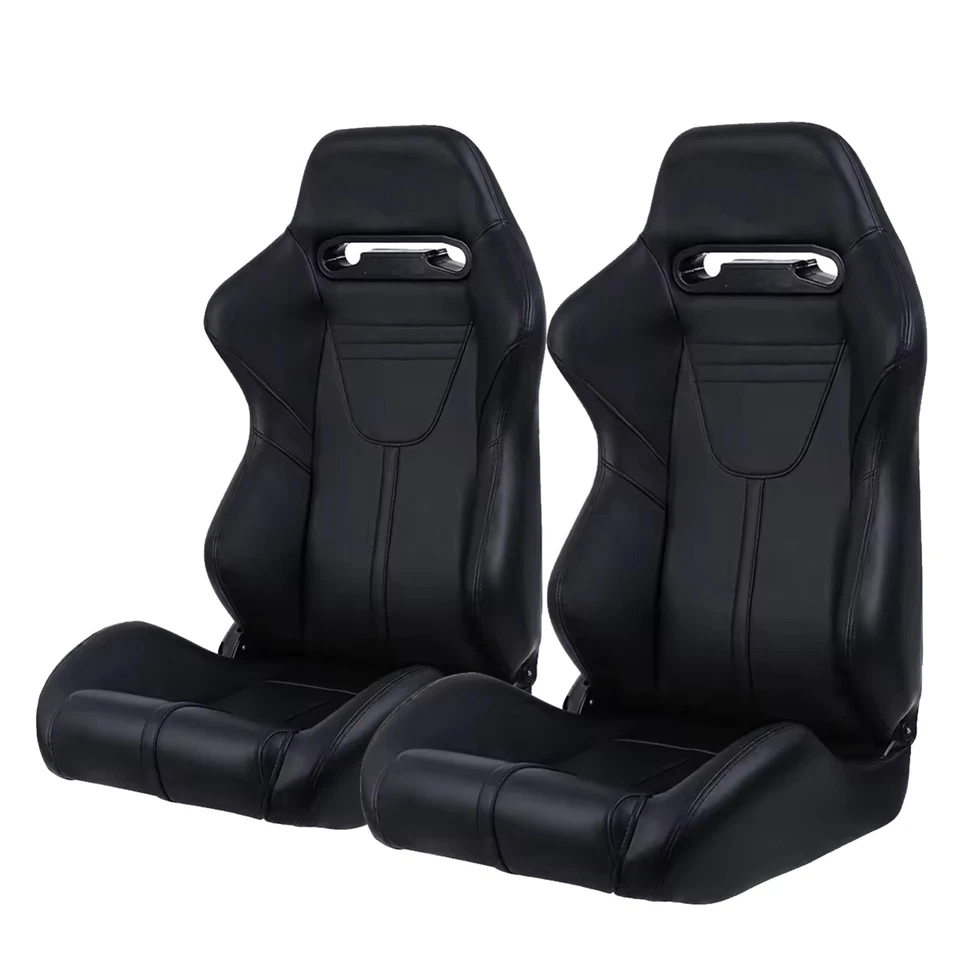 2PCS Universal PVC Leather Racing Bucket Seats with Dual Sliders for Mazda Foto 2 de 4
