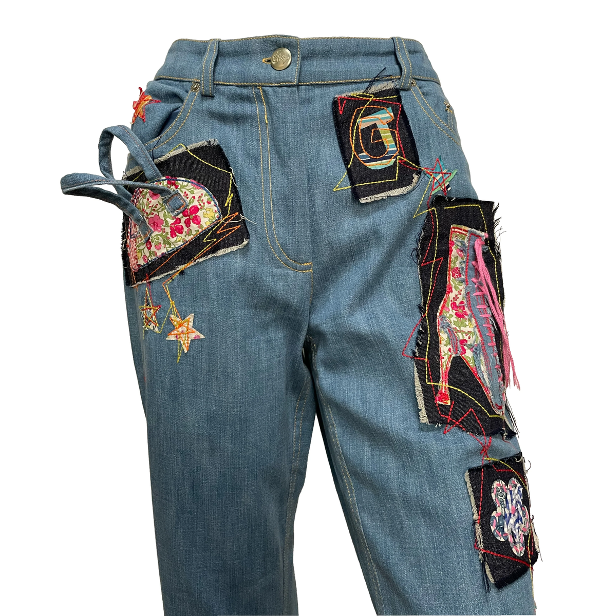 JOHN GALLIANO Spring Summer 2002 Flared Denim Patchwork Pants | eBay