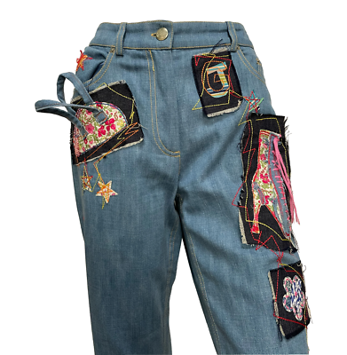 JOHN GALLIANO Spring Summer 2002 Flared Denim Patchwork Pants | eBay