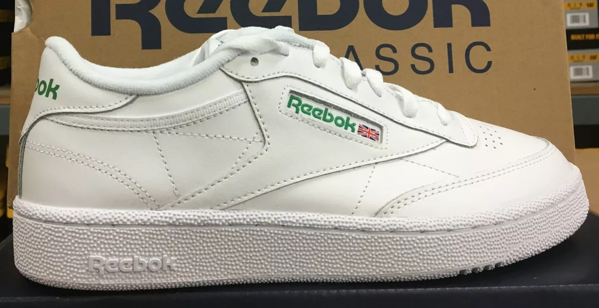 Reebok Club C 85 Men’s Sneaker Tennis Shoe White Green Athletic Trainers  #387