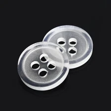 100Pcs Plastic White Buttons 11.5mm 4-Hole Clear Buttons for Crafts & Clothing