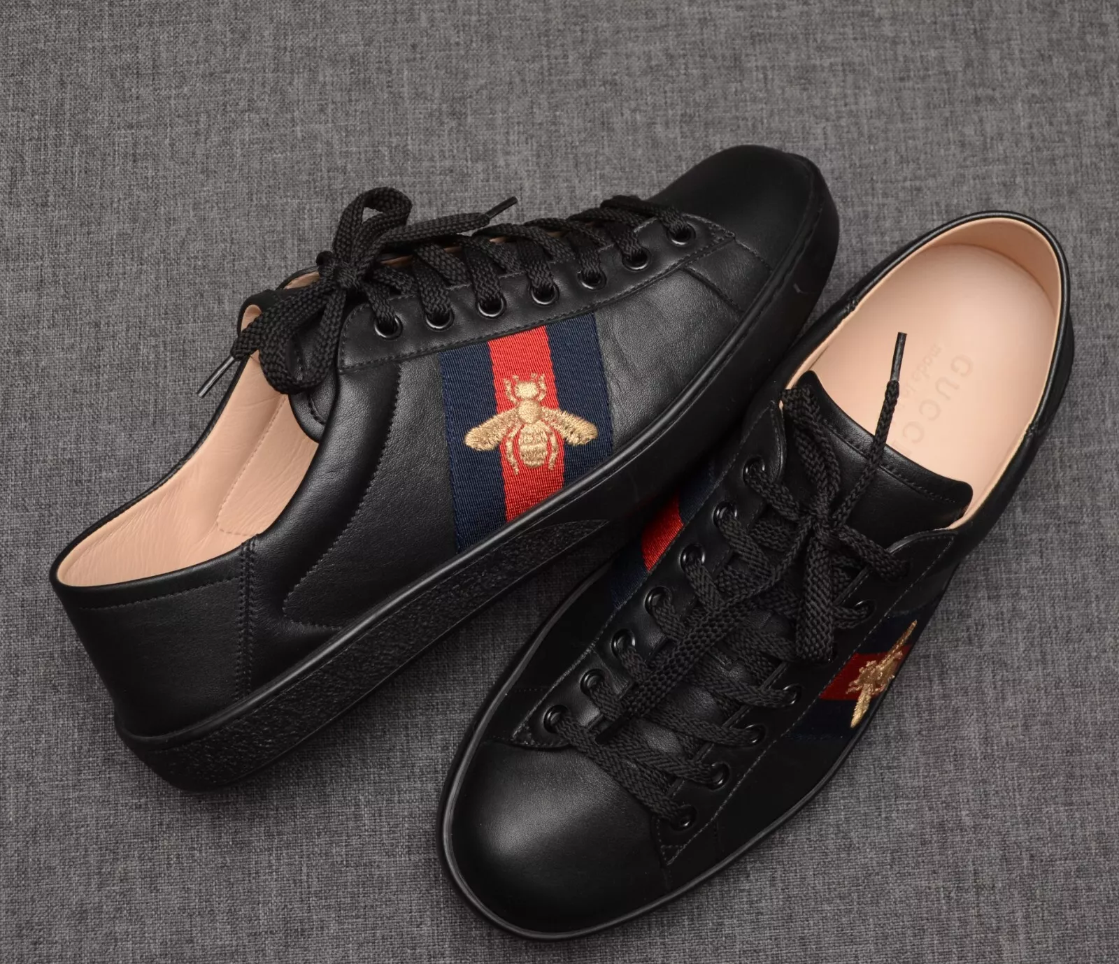 Authentique baskets homme Gucci Ace cuir noir pointure UK 8,US 9,EU 42