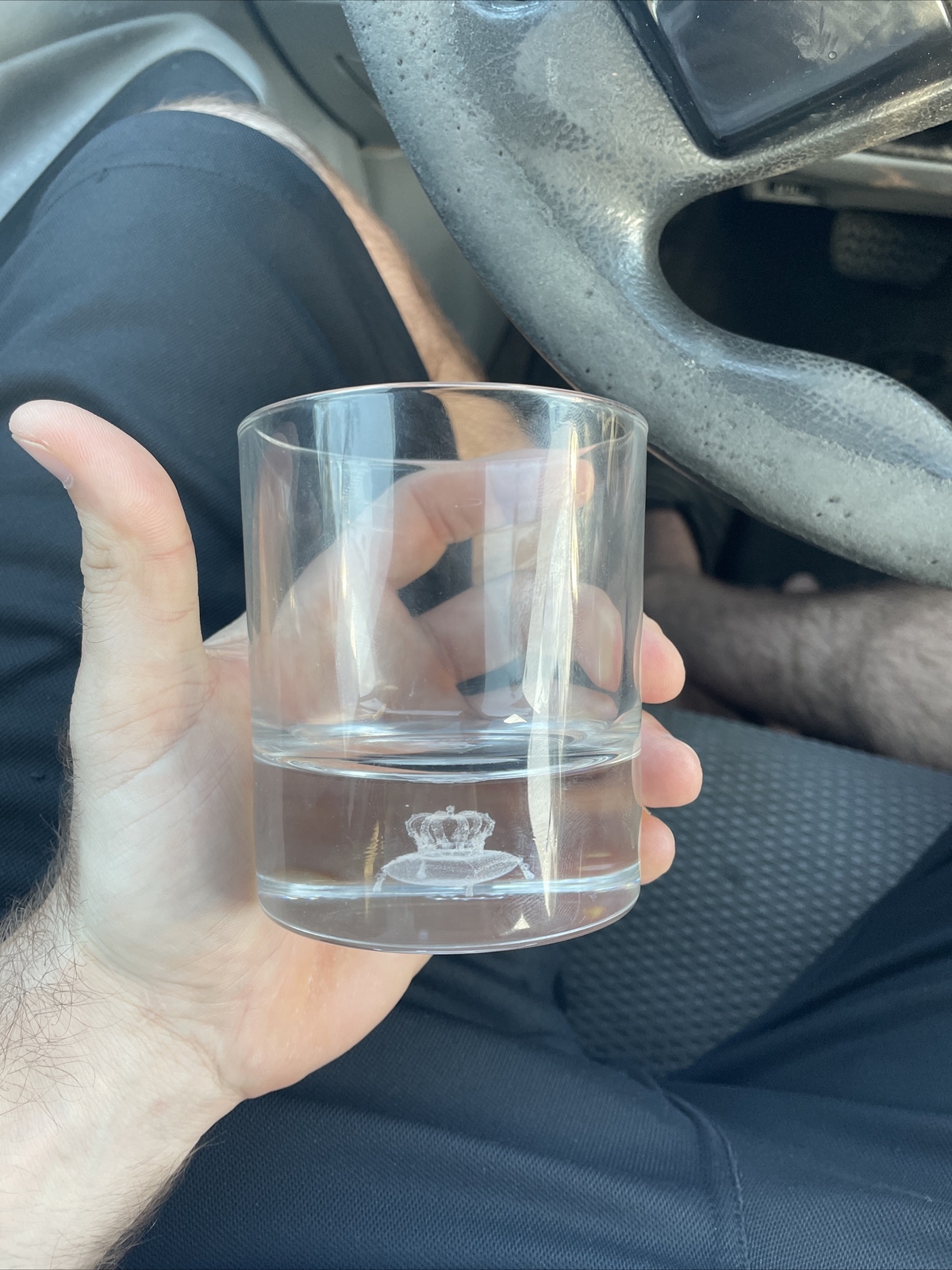 ETCHED CROWN ROYAL 3D Laser Hologram Floating Crown on Pillow Whisky Glass-image