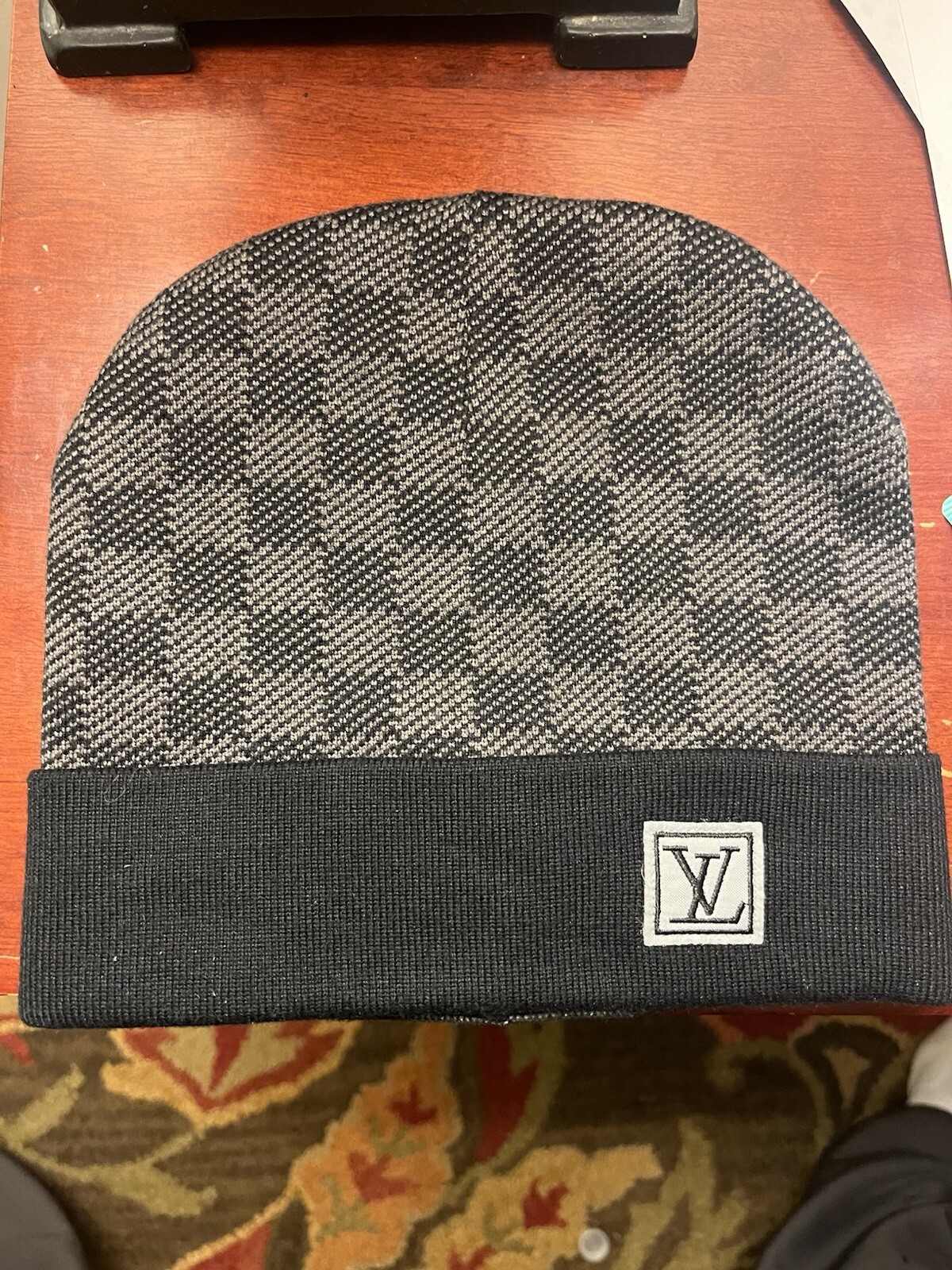 Louis Vuitton Grey and Black Beanie One Size Fits All