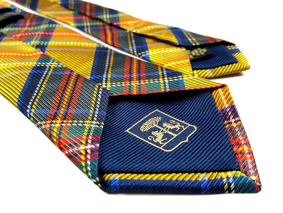 Corbata ajustada a cuadros dorados Corneliani 2,75" seda 60L Foto 3 de 4