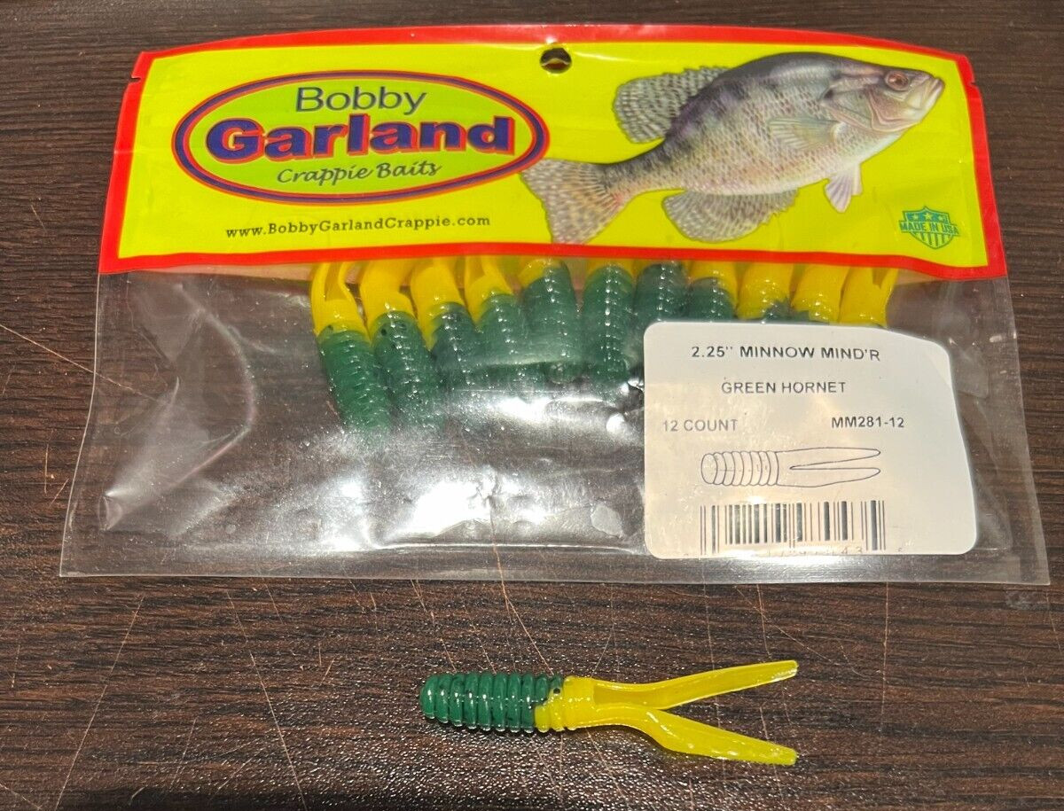 BOBBY GARLAND 2.25" MINNOW MIND'R "GREEN * 12 COUNT SOFT CRAPPIE