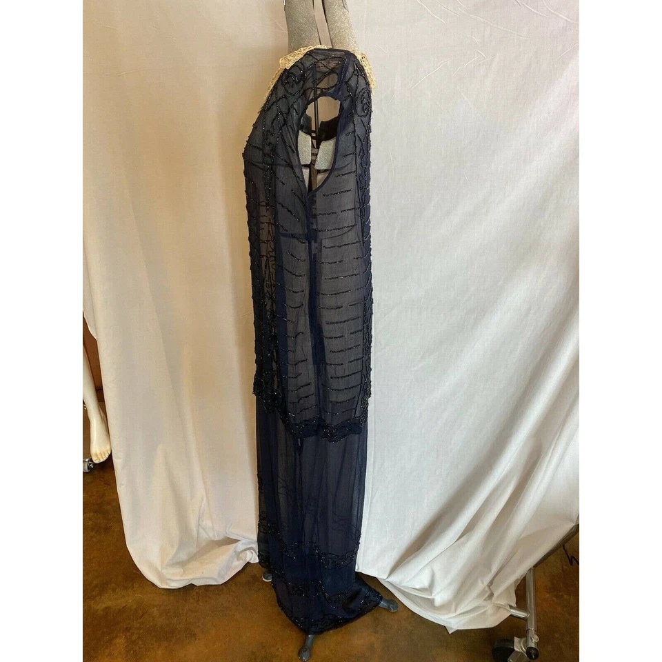 Vestido de seda de gasa con cuentas Downtown Abbey de 1920 Foto 2 de 4