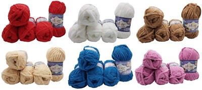 5 x 100 Gramm Alize Velluto Strickwolle, Babywolle soft ,  Strickgarn einfarbig