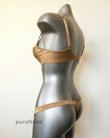 AGENT PROVOCATEUR SOIREE ASTRA SILK BRA 32D & THONG SIZE 2 UK 8 RRP &pound;720 NWT