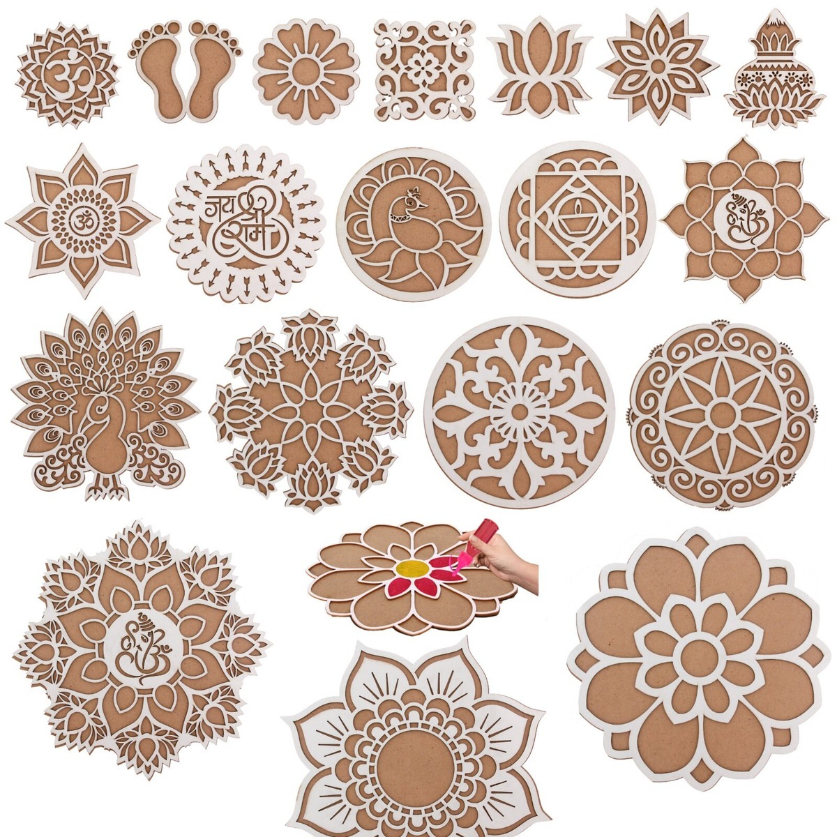 Rangoli Stencils Diwali Home Décor MDF Wooden Indian Hindu Festival Mandala  Art
