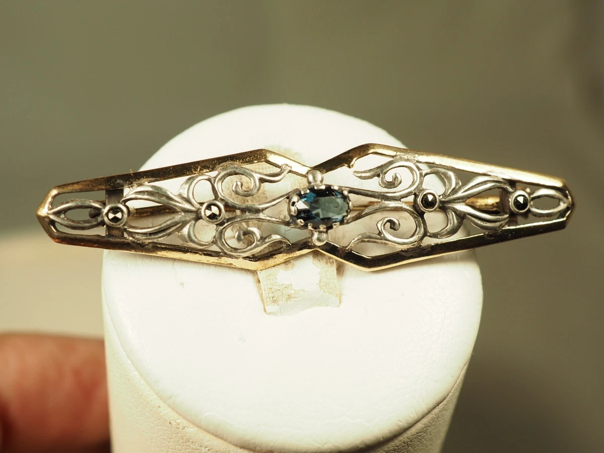 Ancienne élégante grande broche rosace dôme en argent bijou vintage