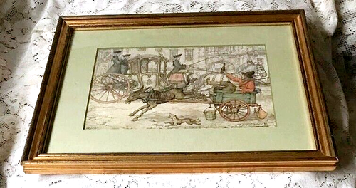 Framed & Matted Vintage Proost Print Anton Pieck Dutch Scene 13 x 10 1/4 inches - Picture 7 of 12