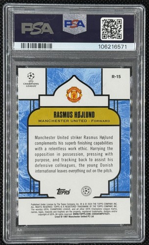TOPPS Merlin UEFA Club Competitions 23/24 - Rasmus Hojlund Renaissance PSA10 - Zdjęcie 2 z 2