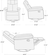360° Swivel Recliner Chair Manual Glider Reclining Adjustable Backrest Footrest!
