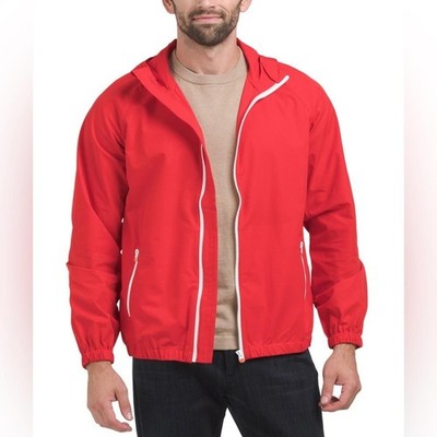 SWIMS Tarifa Red Windbreaker Jacket Men s Size XL Lightweight Hooded Zip Front
