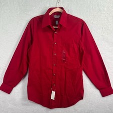 NWT Van Heusen Dress Shirt Mens 14.5 32/33 Red Fitted Poplin Wrinkle Free