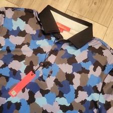 REDVANLY Dawson Polo Men Small Multi Abstract AOP Performance Golf Stretch NEW