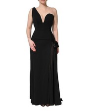 Dolce & Gabbana Black One Shoulder Neckline Long Gown Women's Dress