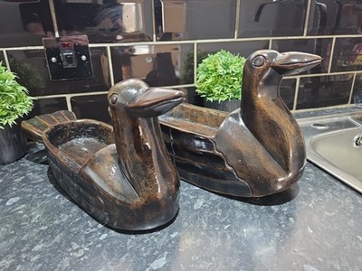 18. Jahrhundert Massivholz SELTENE Enten, Land Volkskunst Dekoration Schalen.