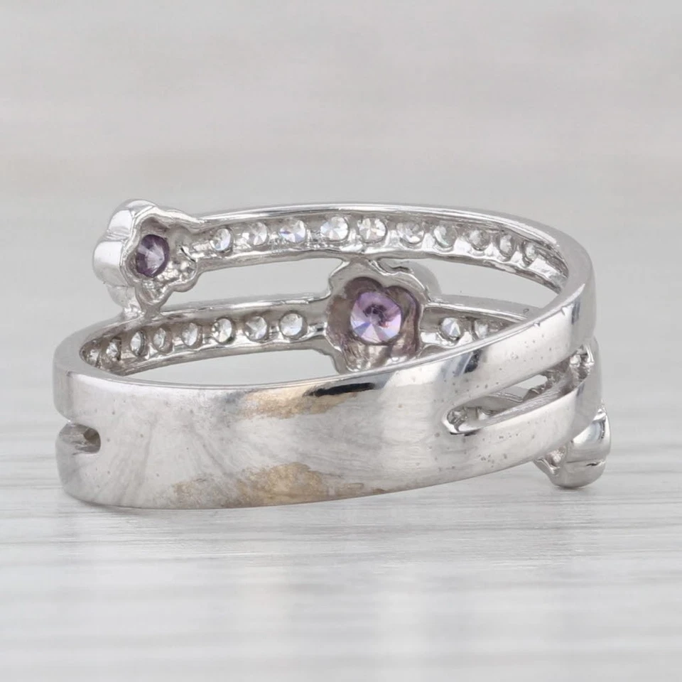 Anillo bobina de derivación de circonita cúbica púrpura y blanca de 0,45 ctw oro blanco de 14 k tamaño 7,75 Foto 4 de 4