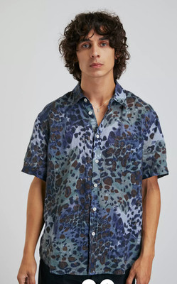 Corridor New York Jungle Hypnosis Short Sleeve Linen Shirt (size: M)