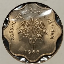 1966 South Vietnam 5 Dong, UncirculatedCondition Original Luster.